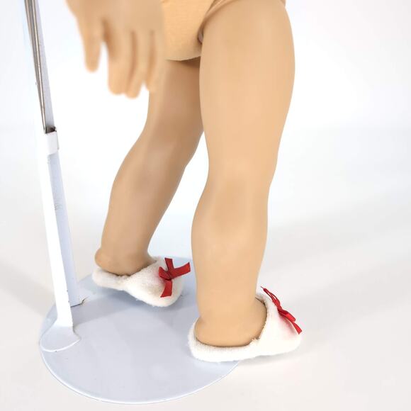 Unbranded White Fabric Doll Slippers/Slides with Red Ribbons for 18" Dolls - GUC - Picture 5 of 12